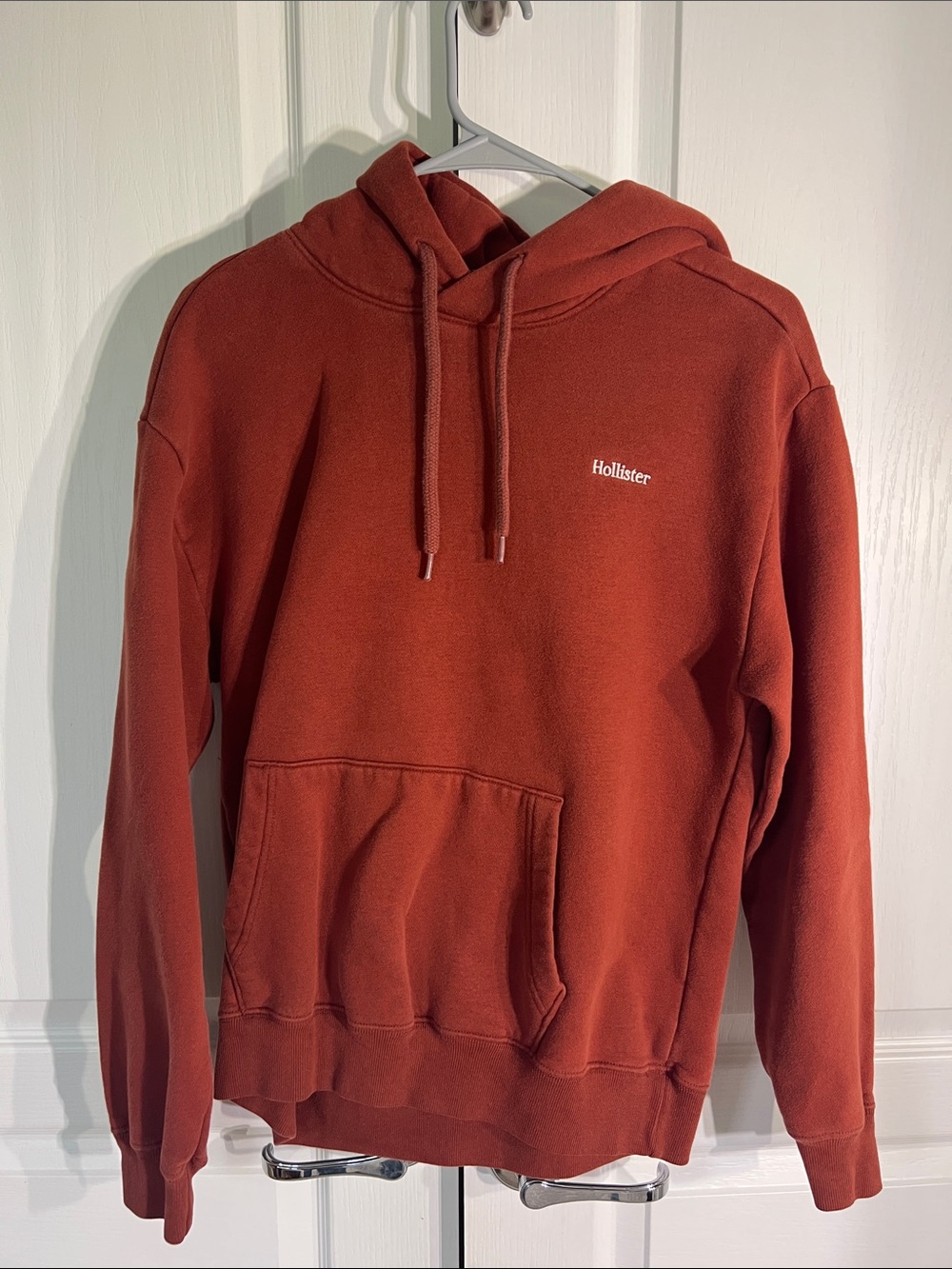 Hollister Men's Rust Orange Pullover Hoodie